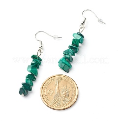 Natural Malachite Chip Beads Dangle Earrings&nbsp;X-EJEW-JE04649-11