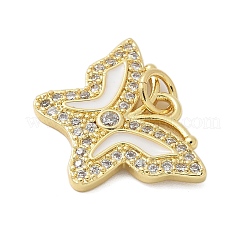 Brass Micro Pave Cubic Zirconia Pendants&nbsp;KK-P293-10G