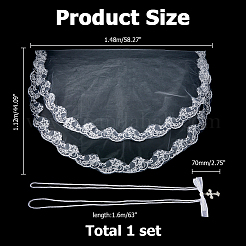1Pc Polyester Lace Bridal Veils&nbsp;HJEW-HS00096-03