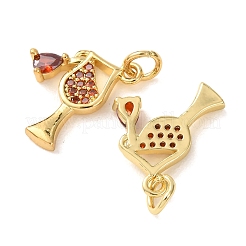 Brass Micro Pave Red Cubic Zirconia Pendants&nbsp;CU-E003-02G