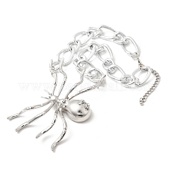 Alloy Crystal Rhinestone Halloween Spider Pendant Figaro Chain Necklaces&nbsp;JEWB-P337-01P