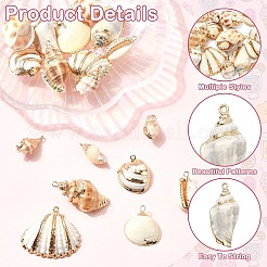 18Pcs 9 Styles Electroplate Natural Mixed Shell Pendants&nbsp;BSHE-YW0001-08