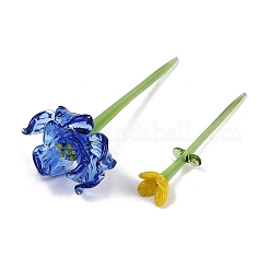 Handmade Lampwork Birthday Flower & Vase Set for Tabletop Display&nbsp;LAMP-D007-002K