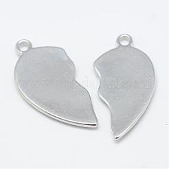 Heart Alloy Rhinestone Split Pendants&nbsp;TIBEP-S293-061P-FF