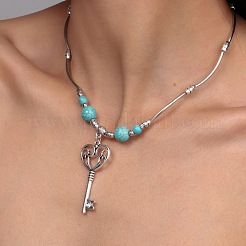 Alloy with Synthetic Turquoise Pendant Necklaces&nbsp;FS-WG9418F-01