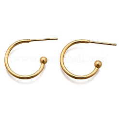 304 Stainless Steel C-shaped Hoop Circle Ball Stud Earrings&nbsp;STAS-K204-04G