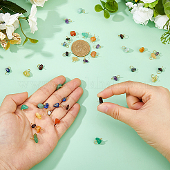 84Pcs 7 Color Natural Gemstone Connector Charms&nbsp;PALLOY-FH00127