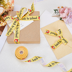 10 Yards Back To School Theme Polyester Grosgrain Ribbon&nbsp;OCOR-WH0082-82B