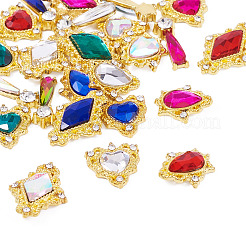 24Pcs 24 Styles Alloy Glass Cabochons&nbsp;MRMJ-TA0001-38