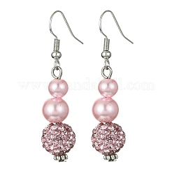 Glass Rhinestone Round Beads Dangle Earrings&nbsp;EJEW-JE05438