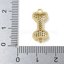 Rack Plating Brass Micro Pave Clear Cubic Zirconia Bone Connector Charms&nbsp;KK-A234-059G