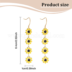 3 Pairs 3 Colors Enamel Daisy Flower Dangle Earrings&nbsp;EJEW-AN0001-41