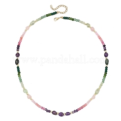 Dyed Natural Malaysia Jade Faceted Rondelle and Mixed Stone Nuggets Beaded Necklaces for Women&nbsp;NJEW-JN06315