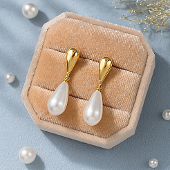 6 Pairs 2 Colors Resin Imitation Pearl Dangle Stud Earrings&nbsp;EJEW-GO0003-19