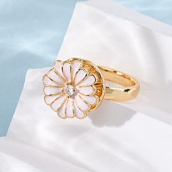 Brass Micro Pave Cubic Zirconia Rotating Finger Rings&nbsp;RJEW-S636-04G