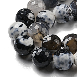 Faceted Natural Fire Crackle Agate Beads Strands&nbsp;G-F447-12mm-N13