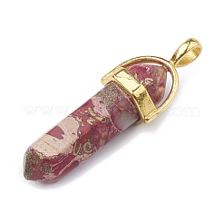 Synthetic Gold Line Regalite/Imperial Jasper/Sea Sediment Jasper Double Terminated Pointed Pendants&nbsp;G-S329-013