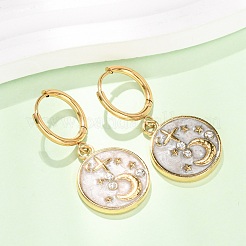 304 Stainless Steel Rhinestone Dangle Hoop Earrings for Women&nbsp;EJEW-F417-01G-01