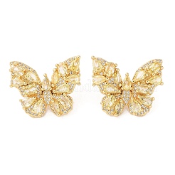 Rack Plating Brass with Cubic Zirconia Stud Earrings for Women&nbsp;EJEW-G394-06G-05