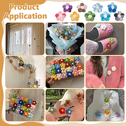 36Pcs 9 Colors Wool Yarn Flower Ornament Accessories&nbsp;AJEW-FG0005-27