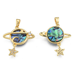 Brass Micro Pave Clear Cubic Zirconia Pendants&nbsp;KK-N233-421