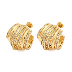 Rack Plating Brass Micro Pave Clear Cubic Zirconia Stud Earrings for Women&nbsp;EJEW-C125-27G