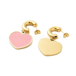 Ion Plating(IP) 304 Stainless Steel Heart Stud Earrings&nbsp;EJEW-A114-11G-03
