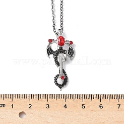 Alloy Siam Rhinestone Dragon Sword Pendant Necklaces&nbsp;NJEW-V005-03AS