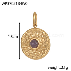 304 Stainless Steel & Natural & Synthetic Gemstone Beaded Pendants&nbsp;STAS-OY010-26G