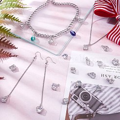 48Pcs 12 Style Alloy Cubic Zirconia Charms&nbsp;ZIRC-SZ0001-44
