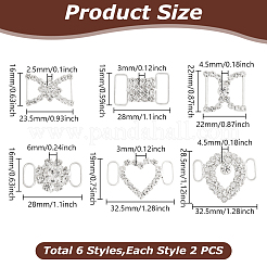 12Pcs 6 Styles Brass Crystal Rhinestone Connector Charms&nbsp;KK-HY0004-27