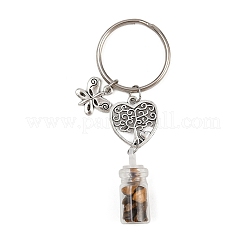 7Pcs 7 Styles Glass Bottle with Chakra Gemstone Chip Inside Keychains&nbsp;KEYC-JKC01393-02