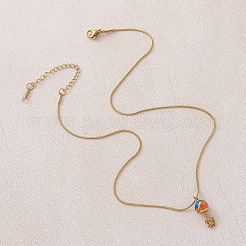 Vintage 30MM Stainless Steel Enamel Bowknot Lollipop Pendant Necklaces for Women&nbsp;LS-VD4670