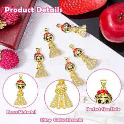 5Pcs Brass Micro Pave Cubic Zirconia Pendants&nbsp;KK-SZ0008-13