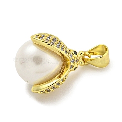 Rack Plating Brass Plastic Pearl Cubic Zirconia Pendants&nbsp;KK-B091-13