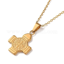 304 Stainless Steel Saint Benedict Cross Pendant Necklaces for Women&nbsp;NJEW-G187-03G