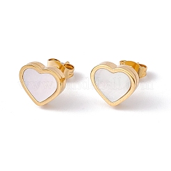 Natural Shell Heart Stud Earrings & Pendant Necklace&nbsp;SJEW-G080-01G