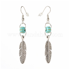 Feather Pendants Dangle Earring for Girl Women&nbsp;EJEW-JE04633