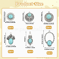 12Pcs 6 Styles Dyed Synthetic Turquoise Pendants&nbsp;FIND-SZ0019-80
