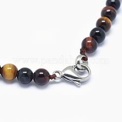 Natural Tiger Eye Graduated Beads Necklaces and Bracelets Jewelry Sets&nbsp;SJEW-L132-09