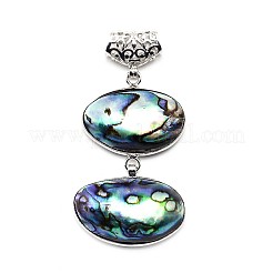 Brass Abalone Shell Oval Big Pendants&nbsp;SSHEL-F0006-04