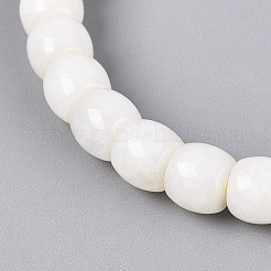 Natural Hetian Jade Barrel Beaded Stretch Bracelets&nbsp;BJEW-Q100-01