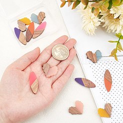 12Pcs 2 Style Resin & Walnut Wood Cabochons&nbsp;RESI-OC0001-30