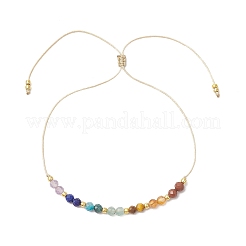 Chakra Theme Adjustable Natural Mixed Gemstone Braided Bead Bracelets for Women&nbsp;BJEW-JB11618-02
