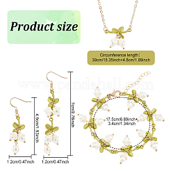 Plastic Pearl Beaded Flower of Life Dangle Earrings & Link Chain Bracelet & Pendant Necklace&nbsp;SJEW-AN0001-19