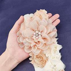 Chiffon Flower Chain Belt with Alloy Rhinestone&nbsp;AJEW-WH0248-43