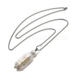 Natural Mexican Agate Pendant Perfume Bottle Necklaces&nbsp;G-C155-04P