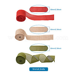 3 Rolls 3 Colors Polyester Imitation Linen Wrapping Ribbon&nbsp;OCOR-YS0001-02A