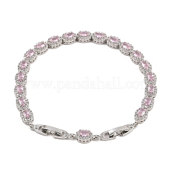 Platinum Tone Brass Micro Pave Cubic Zirconia Tennis Bracelets&nbsp;BJEW-B160-02P-01