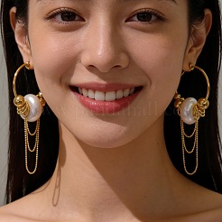 Brass & Imitation Pearl Stud Earrings&nbsp;WG06425-01